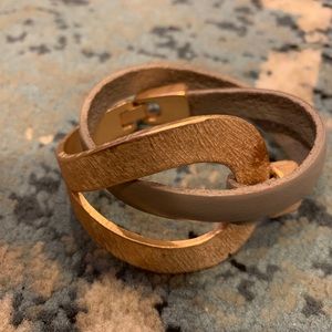 SAACHI bronze and gray leather bracelet